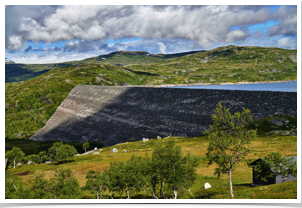 Rock dam of Lake Syssendamen/